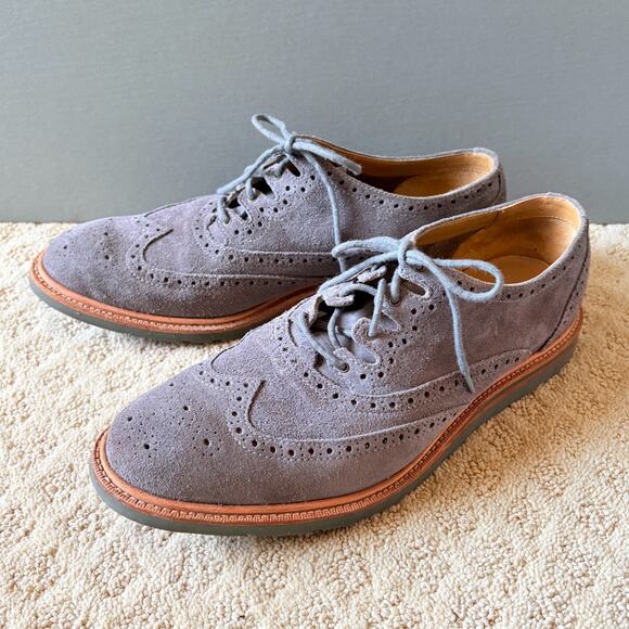 Cole Haan Mens Gray Suede Wingtip Oxford Vibram Sole Shoes Sz 11 Dress Shoes main image 8
